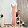 Vestido Largo Strapless de Color Sólido Versátil para Fiestas Annie, Vestido Bodycon Adelgazante y que Favorece la Figura en Rosa Naranja y Marrón Té