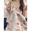 Camisola doce japonesa feminina de verão com bojo algodão bolha amassado doce para casa alça única vestido de peça única atacado