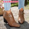 Sapatos de Moda Femininos com Fivela Moda Europeia e Americana 2025, Salto Bloco Apontado de 4 Cores, Tamanho Grande, Sapatos de Salto Alto Femininos, Estilos Primavera e Outono