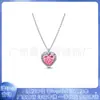 Colar Coração de Cobre Branco Panjia Banhado a Prata Elegante Luxo Leve Inlay de Cobre Diamante Colorido Corrente de Clavícula em Formato de Coração Super Brilhante da Moda