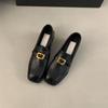 Mocasines para Mujer Tacón Grueso Planos Primavera y Otoño Tacones Altos Slip-On Slip-Ons Estilo Británico Tacón Medio Mary Jane Zapatos Pequeños de Cuero