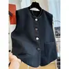 Chaleco Blazer Elegante de Cuello Redondo Pequeño para Mujer, Temporada Primavera y Otoño 2026, Ropa Exterior sin Mangas Estilo Francés