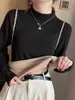Camiseta Básica Engrosada de Imitación Borrego con Cuello Semi Alto para Mujer, Adecuada para Viajar al Trabajo, Uso Diario Casual, Top Versátil de Capa Interior