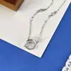 Colar com pingente oco em prata de lei S925, redondo 10mm com cravação de quatro garras para pedra preciosa jadeíta, acessórios de cravação DIY, corrente para clavícula para mulheres