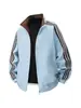Chaqueta de rayas estilo americano transfronteriza para hombre, nuevo modelo de primavera, chaqueta casual reversible estilo universitario para parejas