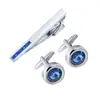 Loja de Ternos de Luxo Conjunto de Abotoaduras e Prendedor de Gravata Multicor de Cristal Estilo Igual para Homens, Prendedor de Gravata de Zircônia para Negócios, Botões de Punho Francês