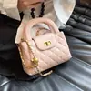 Bolso de mano de moda, estilo nuevo, lujo ligero, diseño de nicho, sensación de alta gama, con patrón de diamantes, estilo francés, rosa, bolso cruzado para mujer