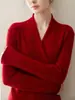 Nuevos estilos de otoño e invierno: Elegantes suéteres de cachemira para mujer, con escote cruzado, diseño holgado y cuello en V, perfectos como capa base