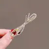 Pinza de pelo elegante y simple con lazo de pedrería de alta gama para mujer, estilo coreano nuevo, pinza de pico de pato para flequillo lateral, pinza para flequillo lateral