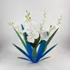 Adornos Metálicos de Agave de Hierro Artesanías de Hierro Orquídea Mariposa Decoración Exterior Clavel Jardín Plantas Artificiales