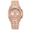 Moda Tendencia Gipsófila Banda de Acero Diamante Hombres Mujeres Reloj Esfera Completamente Diamantada Tres Ojos Números Romanos Reloj de Cuarzo