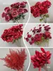 Arte Floral para Casamento Flor Vermelha Material de Fundo Decoração Ikebana Rosa Eucalipto Arranjo para Sala de Estar Interna