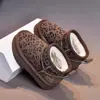 Botas de Neve para Meninas 2025 Inverno Novo Moda Infantil Sapatos com Estampa de Leopardo com Forro de Pelúcia e Sapatos de Algodão Espessado para Meninas Mais Velhas