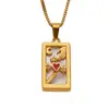 Nuevo Estilo Ins Retro Acero Inoxidable Diamante de Color Nácar Collar Personalizado Europeo y Americano Rectangular Acero de Titanio Carta del Tarot Collar
