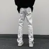 Calça Vibe Americana Costa Oeste Marca Trendy High Street Jeans Preto Slair Masculino Zíper Dividido Slim-fit Reta