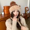 Gorro de punto de color mixto coreano para mujer en otoño e invierno, engrosado, a prueba de frío y cálido, versátil, favorecedor del rostro, gorro Lei Feng pequeño para proteger las orejas