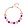 Pulsera de moda de trébol de cuatro hojas de rubí chapada en oro de 18 quilates, pulsera de diamantes de piedra preciosa colorida de moda Morning Glory