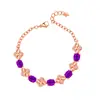 Pulsera Kalamei Love Clover Rubí Chapada en Oro de 18 Quilates Moda Campanilla de la Mañana Pulsera de Piedras Preciosas Coloridas Diamante