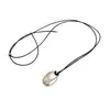 Collar con colgante ovalado de cordón de cuero estilo coreano, moda de nicho de alta gama, cadena simple para suéter, accesorio versátil personalizado para mujer