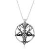 Collar con colgante redondo de metal retro de comercio exterior transfronterizo con forma de demonio, dios Pan, pentagrama satánico, cabeza de cabra y calavera