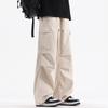 Pantalones Cargo Rojos de Pierna Ancha Sueltos Estilo High Street Americano Unisex Multibolsillos Paracaidista Moderno Retro Versátil Casual Largos