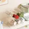 Estante de Almacenamiento para Tazas, Soporte de Escritorio para Vasos de Agua, Soporte para Tazas de Café de Barra, Estante de Almacenamiento Multicapa Ondulado de Color Contrastante