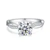 Anillo de bodas de moissanita con cuatro garras de plata de ley 925 con explosiones transfronterizas, moda, fuente en vivo, fábrica, comercio exterior, mujeres
