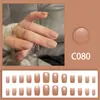 Elegantes Uñas Color Piel Nude para Otoño e Invierno, Hielo Blanco Jade Transparente Grueso, Manicura Color Té Nude, Uñas Portátiles 24 Piezas