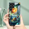Aplicable para funda de teléfono Samsung S26ULTRA A57 Cielo Estrellado del Universo S24 Funda Protectora Carcasa de Cristal Templado A07 Planeta