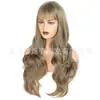 Pelucas europeas y americanas de cabeza completa para mujer transfronterizas con ondas grandes, flequillo recto, cabello largo y rizado, pelucas de cabeza completa al por mayor