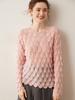 26 Novos Estilos de Tops de Tricô Cashmere com Penas Vazadas de Manga Longa, Suéteres Finos de Puxar, Suéteres de Lã, Coberturas Femininas de Gola Redonda