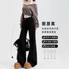 Jeans Acampanados Negros para Mujer, Forrados de Polar, Novedad Otoño e Invierno 2025, Estilo Americano, Para Bajitas, Pierna Ancha, Bootcut