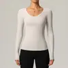 Outono e Inverno Europeu e Americano Gola V Esportivo Manga Longa Roupa de Yoga para Mulheres Casual ao Ar Livre Emagrecedor Top Corrida Esportes Fitness Camiseta