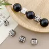 Liga Prata Xizang Provérbios de Seis Caracteres Prisma Hexagonal Contas Cilíndricas Contas Acessórios de Prata Antiga Mantra de Seis Caracteres Acessórios para Pulseira DIY