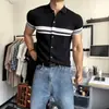 Camiseta de Manga Corta para Hombre Verano 2026 Moderna Solapa Marca de Moda Top Camiseta de Color Contrastante Camisa Polo de Media Manga para Hombre