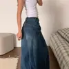 Jeans Vintage Azul Oscuro de Pierna Ancha Scimitar para Mujer, Nuevo Otoño Talla Grande de Cintura Alta Adelgazantes Holgados de Largo Hasta el Suelo