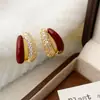 Exquisitos, Simples, Lujo Ligero, Sensación de Alta Gama, Circonita Microincrustada, Pendientes de Goteo de Aceite Rojo Ancola, Estilo de Nicho, Pendientes Versátiles para Mujer