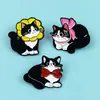 Lindo Broche de Metal de Gato Negro Dibujo Animado Creativo Lazo Forma de Gato Accesorio Insignia Pin de Solapa para Ropa en Stock