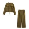 Roupa Europeia e Americana Transfronteiriça 2025 Novo Estilo de Verão Jaqueta Bomber Mista + Calças Casuais Plissadas Mistas