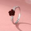 Anillo Rosa Cinabrio Anillo de Dedo Flor Camelia Vintage Anillo Flor Roja Año Nuevo Regalo de Propuesta