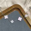 Collar Pulsera Aretes de Hierba de Cuatro Hojas de la Suerte de Lujo Ligero Europeo y Americano para Mujer Moda Joker Acero de Titanio Color Libre Traje Explosiones