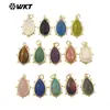 WT-P1974 Exquisite Gota d'Água Colorida Colorida Multicor Opcional Pedra Lápis Lazúli Pó de Cristal Brincos Pingente Acessórios