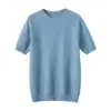 Nuevo Suéter de Cachemira para Hombre Otoño e Invierno Cuello Redondo Tejido de Panal Casual de Negocios Color Sólido Lana Manga Corta