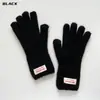 Luvas de Pelúcia Quentes Versáteis Cor Pura Fofas Estilo Ins para Mulheres Ciclismo de Inverno para Proteger do Frio Cinco Dedos Tela Sensível ao Toque