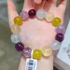 Pulseira de Pedra Fluorescente Lepidolita Roxa