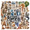 50 Peças Série de Animais com Alfabeto Desenho Animado Adesivos Decorativos Personalizados para Grafite Mala Caderno Geladeira Skate Atacado