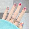 Uñas Almendradas Portátiles, Uñas Largas Estilo Europeo y Americano, Estilo Dulce y Fresco, Arte de Uñas con Pedrería Estrella Cruzada Blanco y Negro, Puntas de Uñas Postizas, Pegatinas para Uñas
