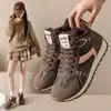 Zapatos de caña alta 2025 para mujer Invierno Nuevo Estilo Coreano Ins Estudiantes Femeninas Casual Deportivos Versátiles Tenis Street Shooting Hl8852-1