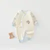 Body de algodón puro con estampado de mariposas para recién nacidos, mameluco para bebé, cierre lateral, protección para la barriga, mameluco, Ropa para Niños Anyang