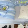 Juego de cuatro piezas de algodón lavado, fresco y sencillo, funda de edredón 100% algodón puro, sábana plana, sábana bajera ajustable, juego de tres piezas para estudiantes y dormitorios escolares
